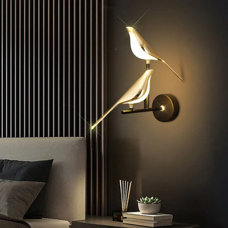 Nordic LED Golden Bird Wall Lamp Parlor Bar