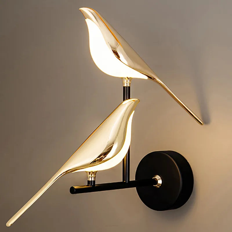 Nordic LED Golden Bird Wall Lamp Parlor Bar