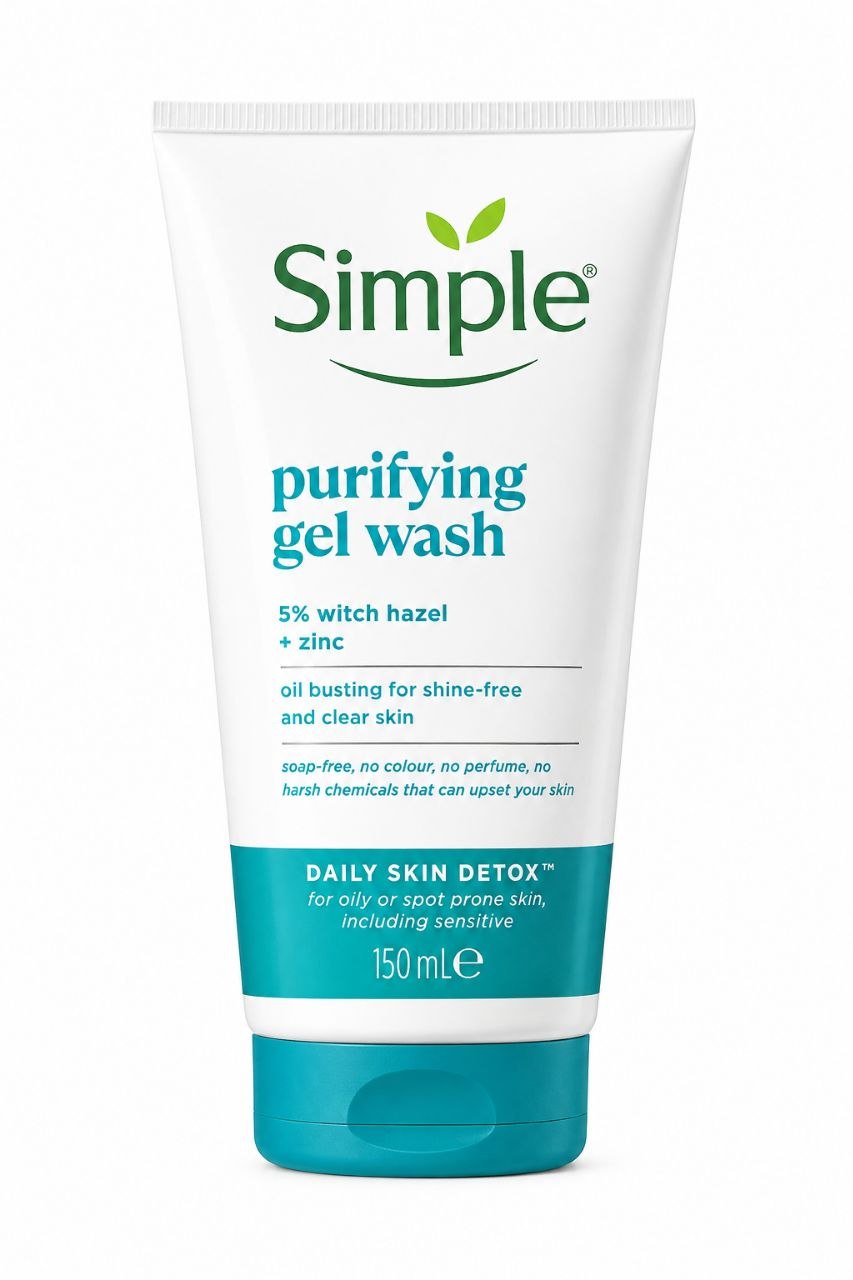 simple purifying ژل شستشوی صورت سیمپل مدل Purifying مناسب پوست چرب و مختلط حجم 150 میلی